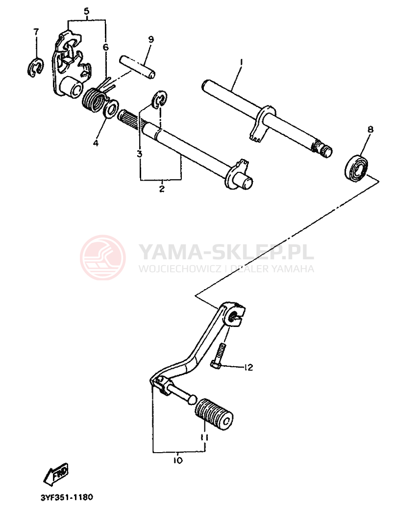 Schemat "Dźwignia zmiany biegów, wałek" do Yamaha XTZ660