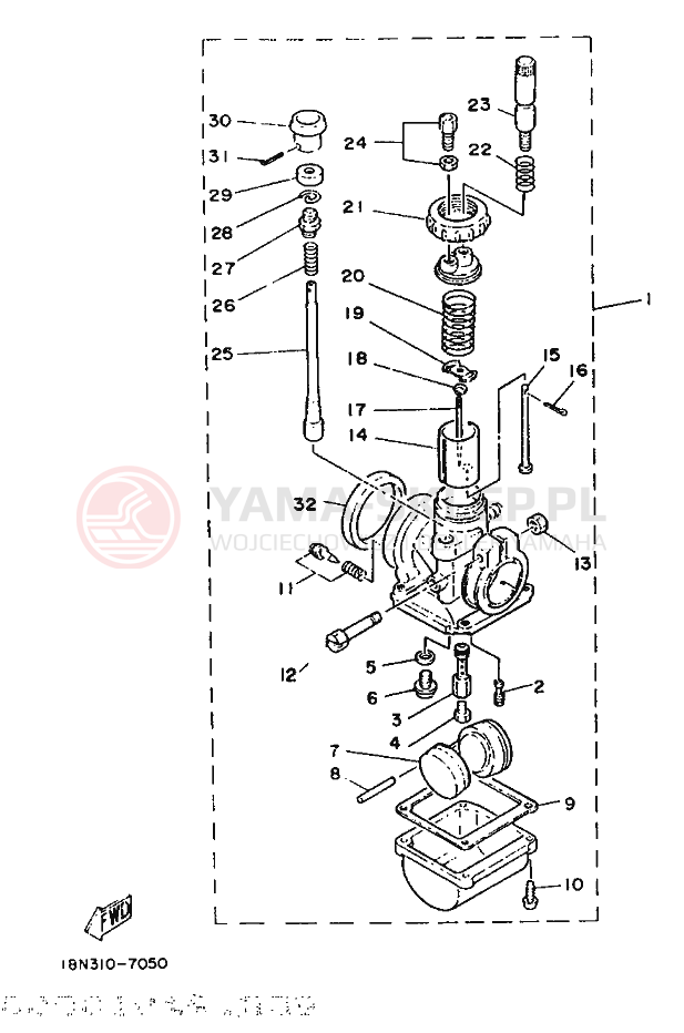 Schemat "Gaźnik" do Yamaha YB100