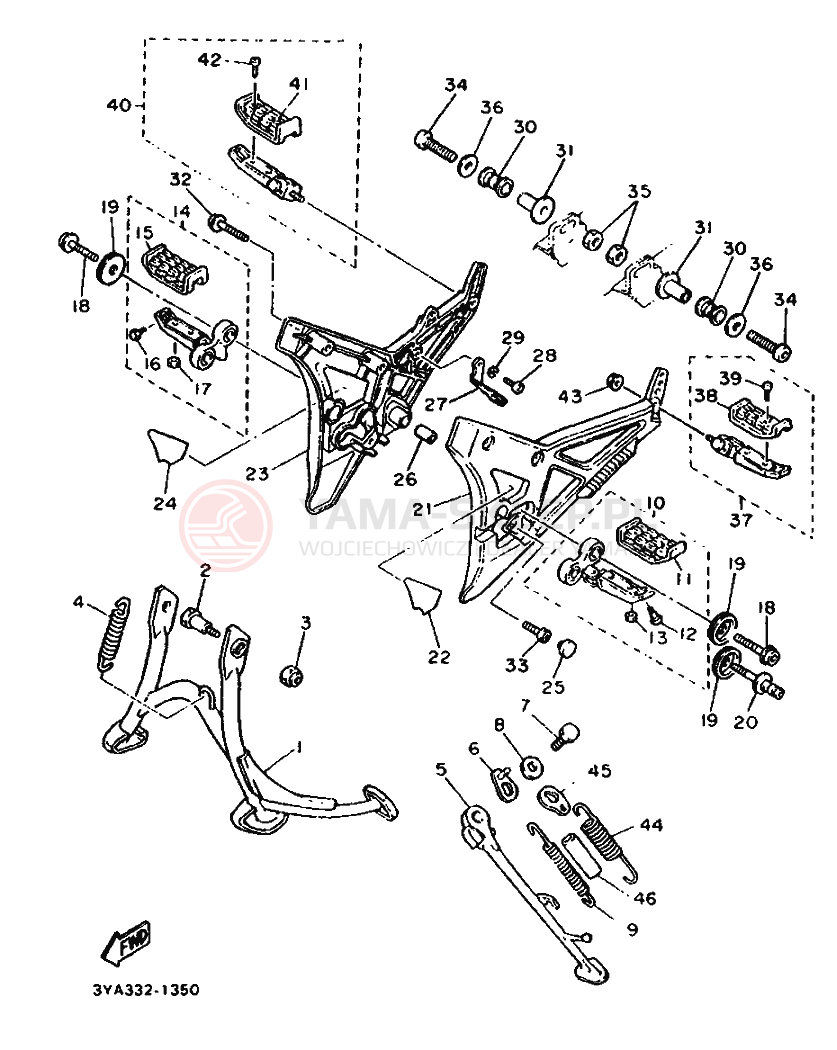Schemat "Stopka postojowa i podnóżki" do Yamaha FJ1200