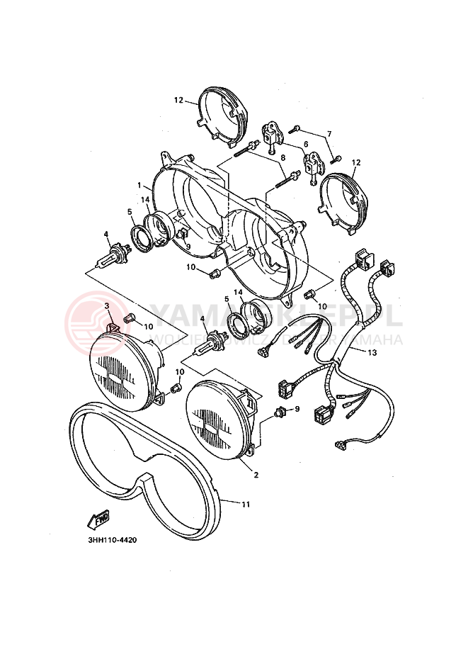 Schemat "Lampa przód" do Yamaha FZR600 FZR600RG GENESIS