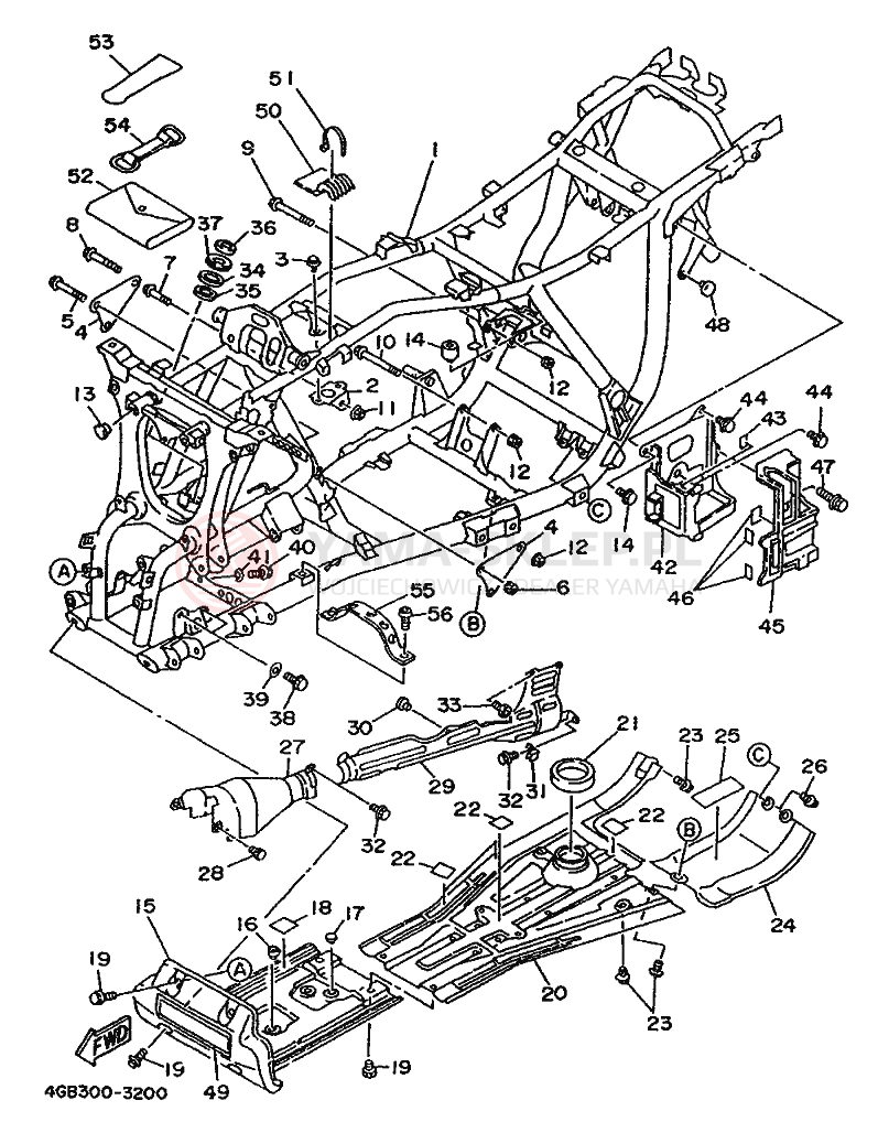 Schemat "rama" do Yamaha YFM400FW