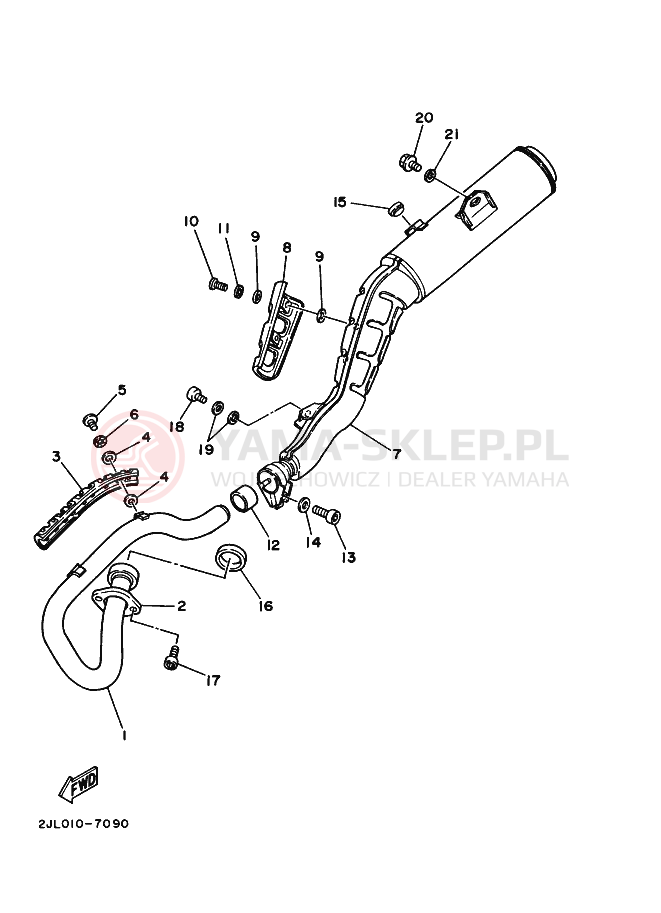 Schemat "Wydech końcowy" do Yamaha TW125