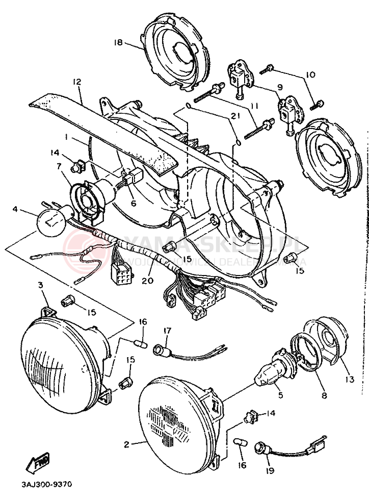 Schemat "Lampa przód" do Yamaha XT600Z TENERE
