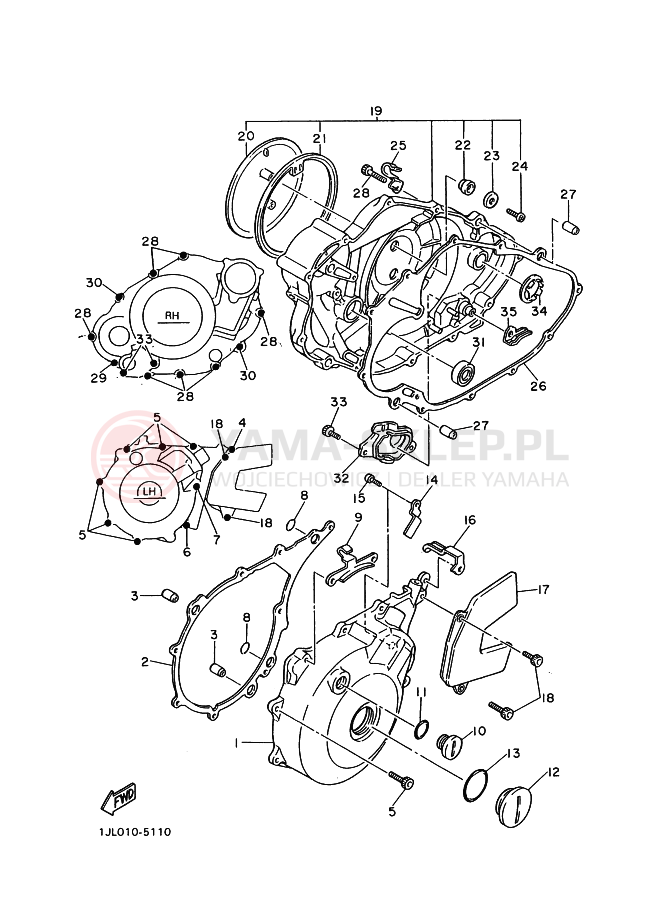 Schemat "Pokrywa silnika" do Yamaha SRX400