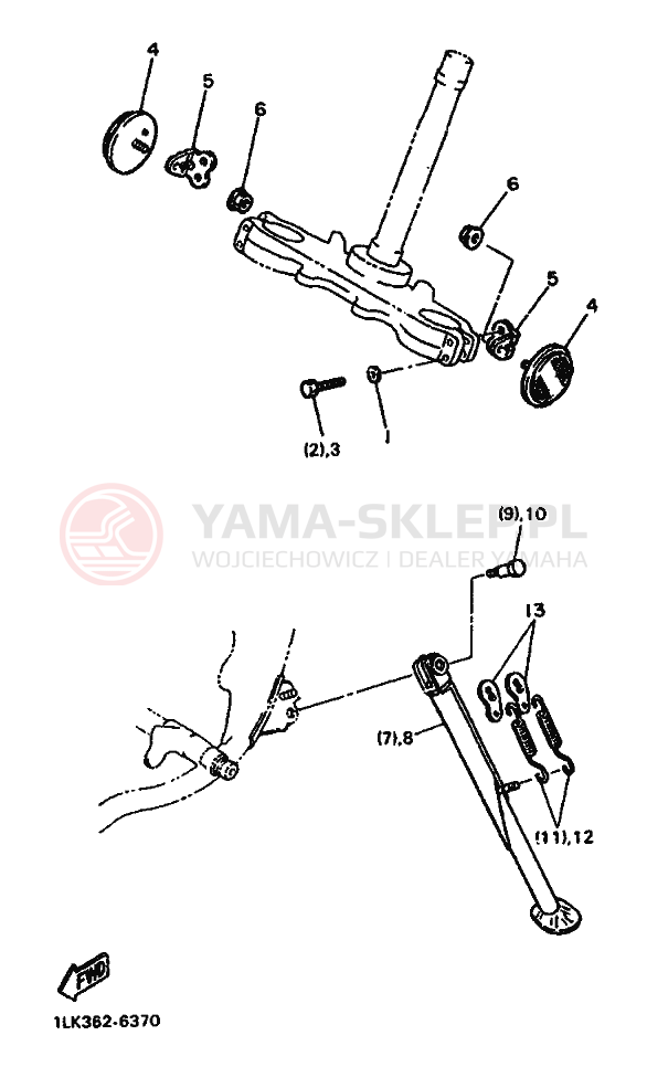 Schemat "Zawieszenie przód" do Yamaha XT500