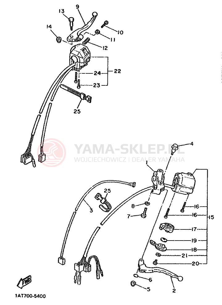 Schemat "Kierownica i osprzęt" do Yamaha XV1000