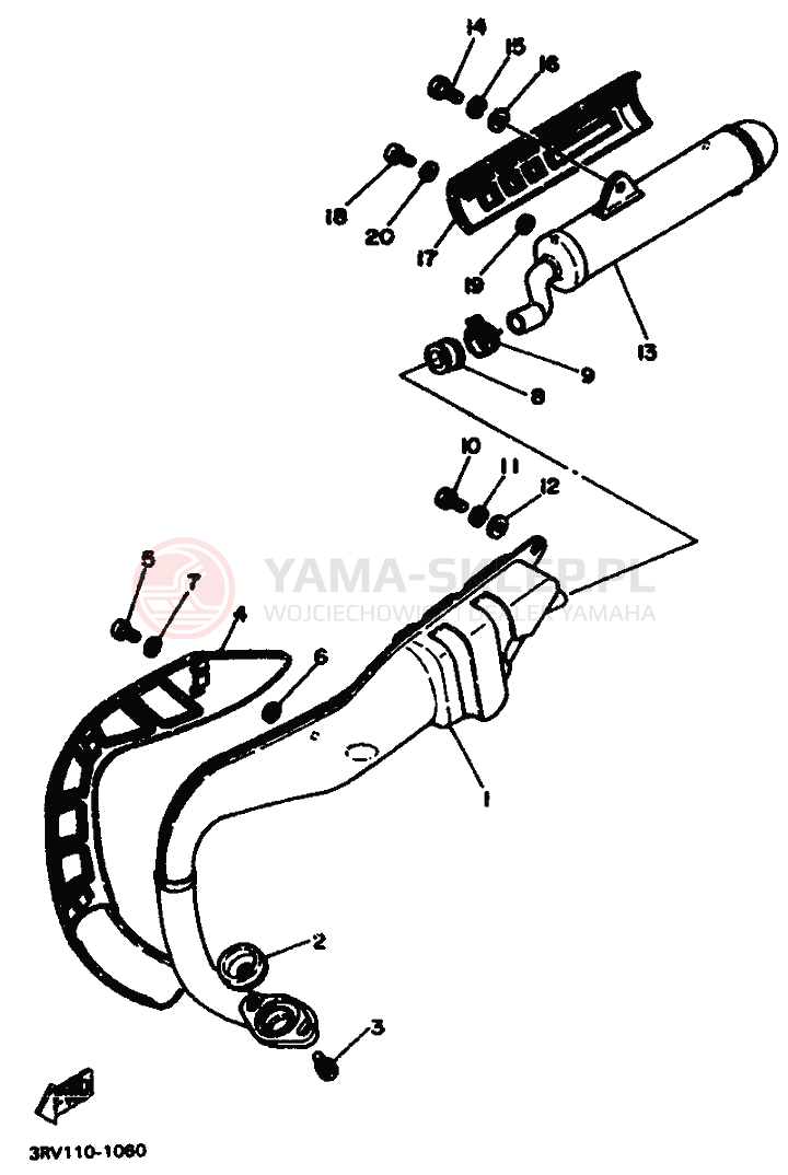 Schemat "Wydech końcowy" do Yamaha PW80