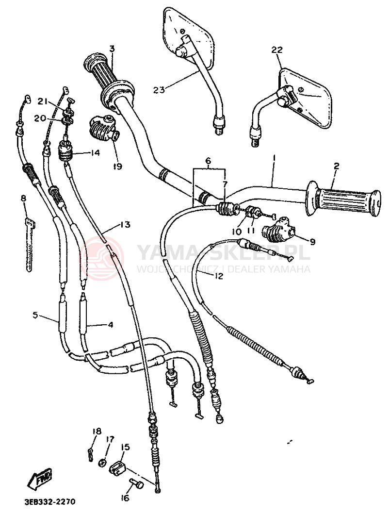 Schemat "Kierownica i osprzęt" do Yamaha SR500