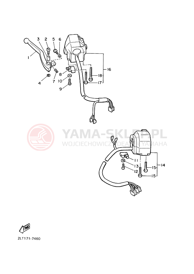 Schemat "Kierownica i osprzęt" do Yamaha VMX12 VMAX