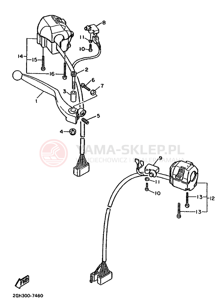 Schemat "Kierownica i osprzęt" do Yamaha FZR1000