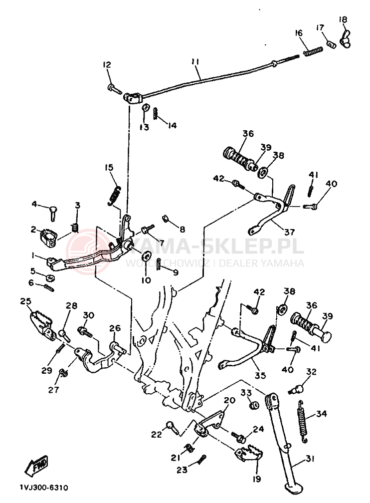Schemat "Stopka postojowa i podnóżki" do Yamaha XT600Z