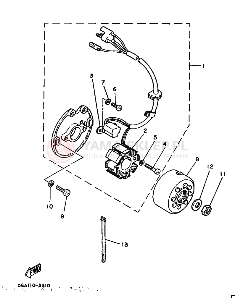 Schemat "prądnica" do Yamaha YZ250