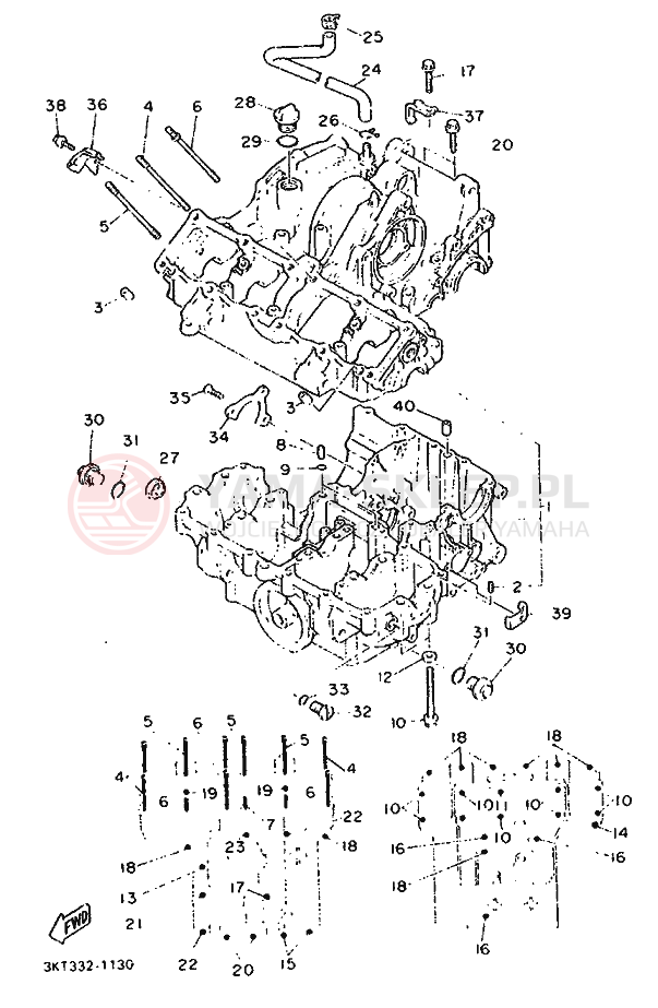 Schemat "Obudowa silnika" do Yamaha FZ750 GENESIS