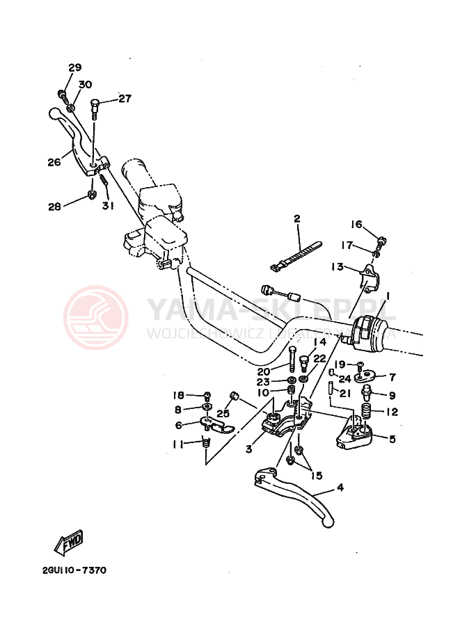 Schemat "Kierownica i osprzęt" do Yamaha BANSHEE
