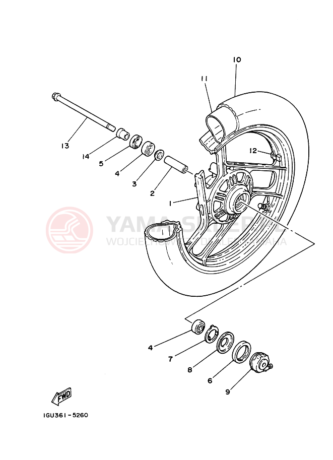 Schemat "Koło przód" do Yamaha RD125LC