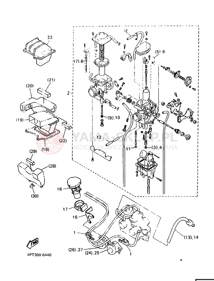 Schemat "Cięgno do odpalania" do Yamaha XT600E