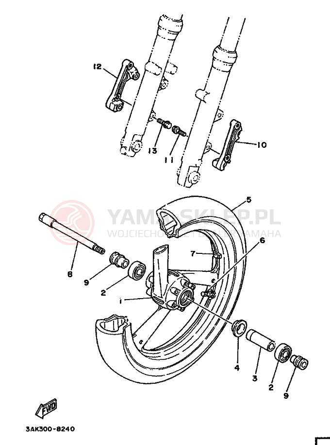 Schemat "Koło przód" do Yamaha TZ250