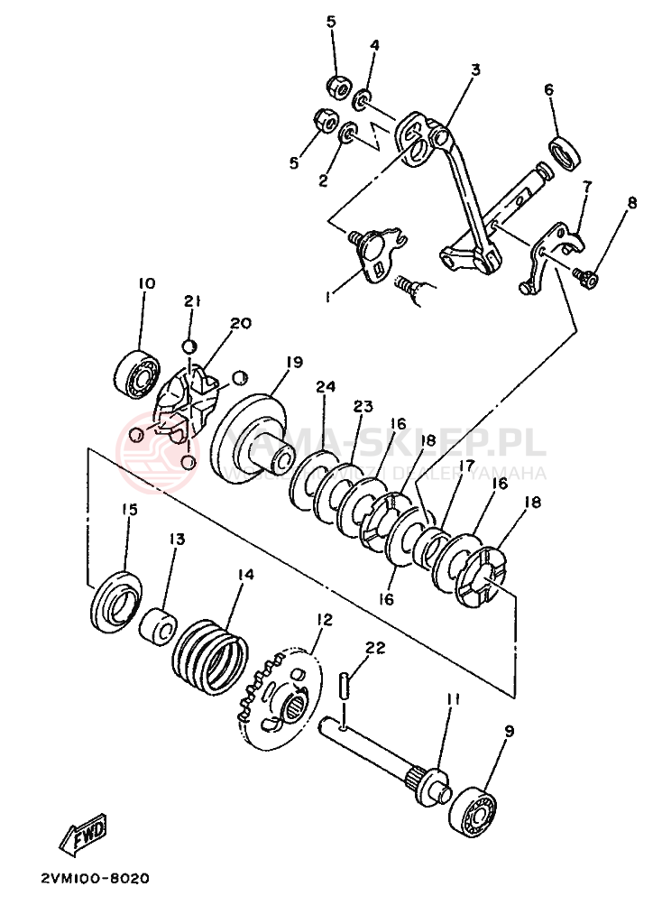 Schemat "Dźwignia zmiany biegów" do Yamaha YZ250