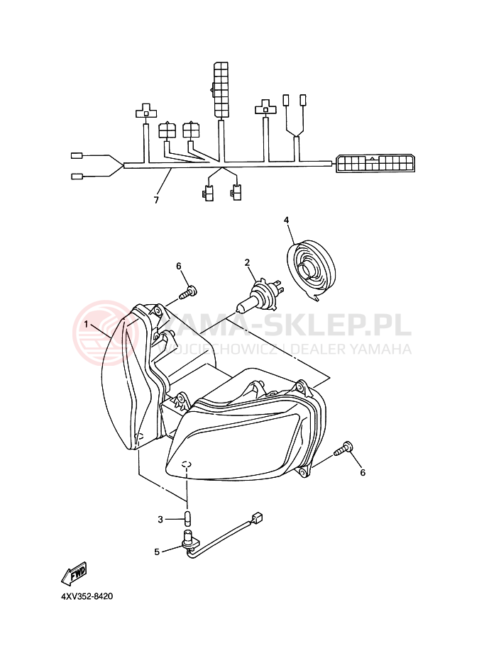 Schemat "Lampa przód" do Yamaha YZF-R1 R1