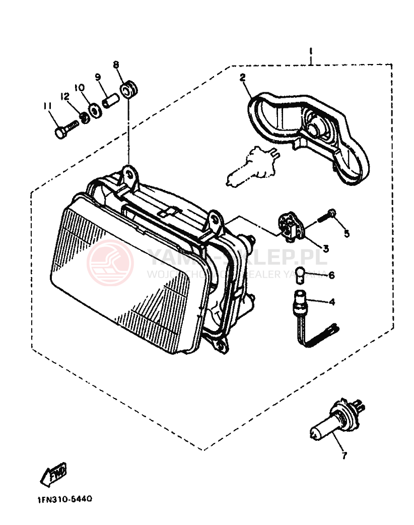 Schemat "Lampa przód" do Yamaha FZ750