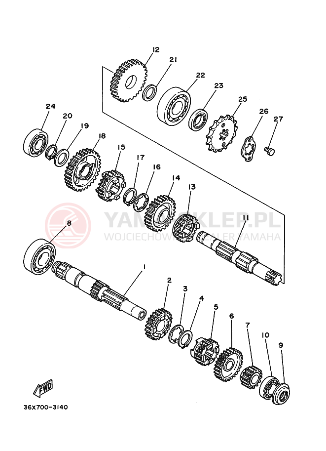 Schemat "Skrzynia biegów " do Yamaha AG200F