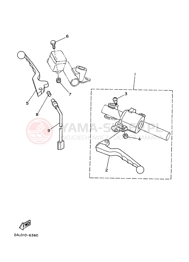 Schemat "Kierownica i osprzęt" do Yamaha YSR80