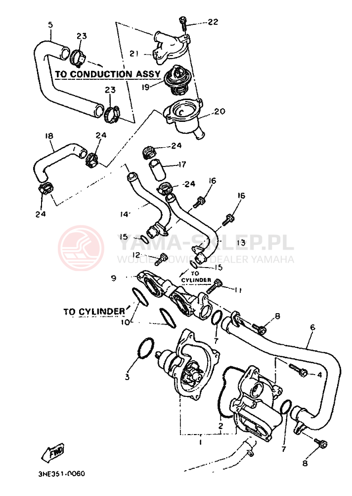 Schemat "Pompa wody" do Yamaha FZR600 GENESIS