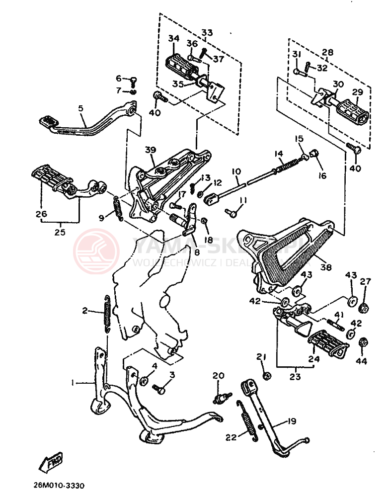 Schemat "Stopka postojowa i podnóżki" do Yamaha VIRAGO