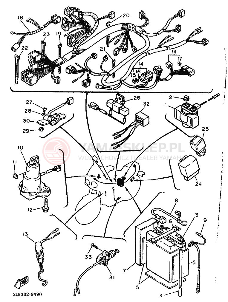 Schemat "układ elektryczny" do Yamaha FZR1000