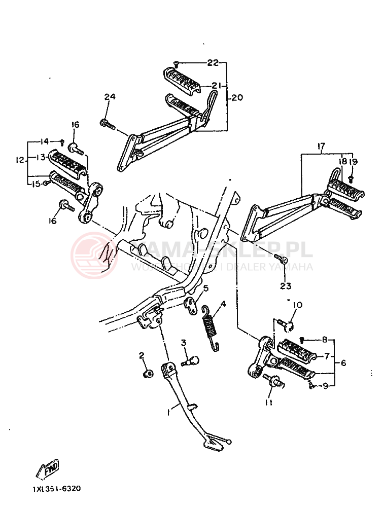 Schemat "Stopka postojowa i podnóżki" do Yamaha SRX600