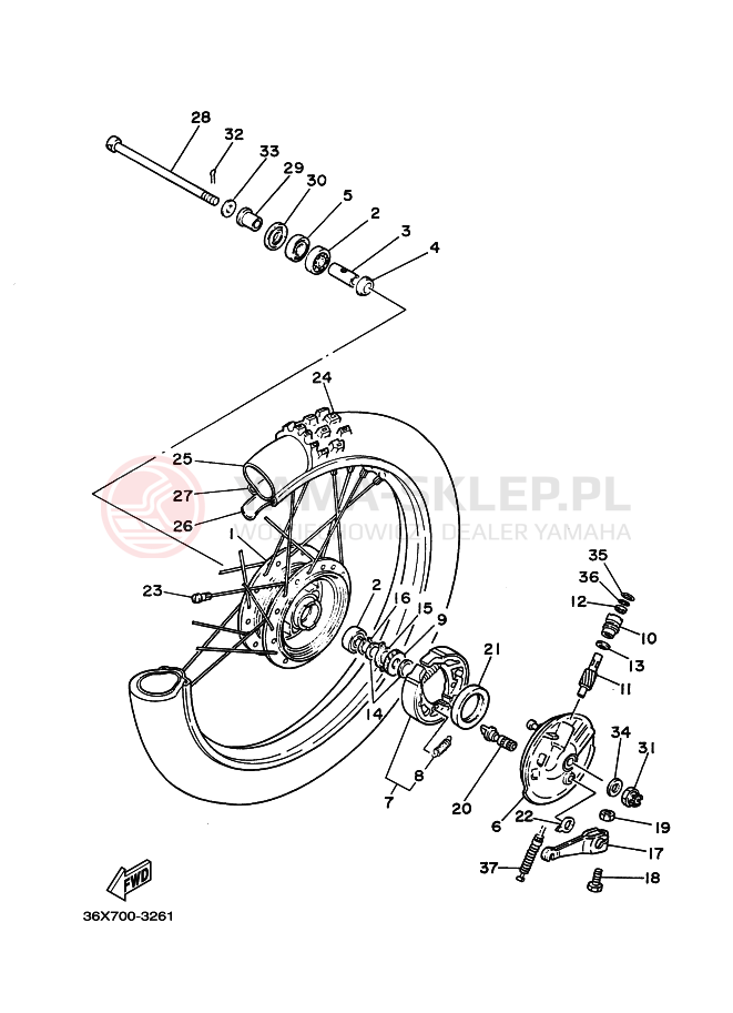 Schemat "Koło przód" do Yamaha AG200