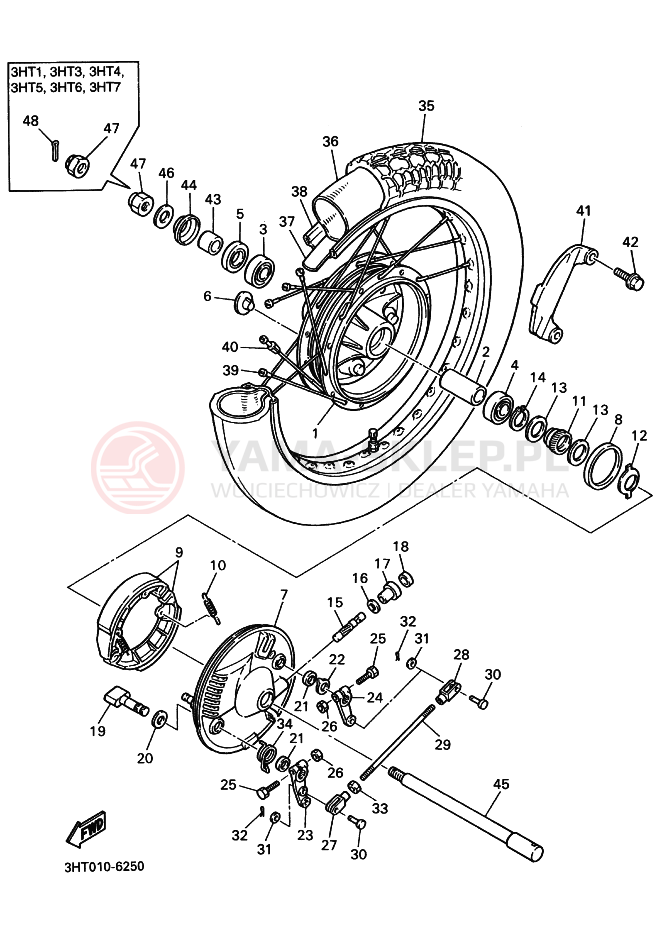 Schemat "Koło przód" do Yamaha SR400
