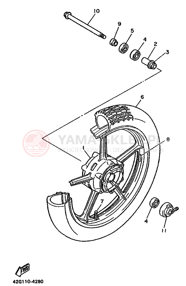 Schemat "Koło przód" do Yamaha XV750 VIRAGO