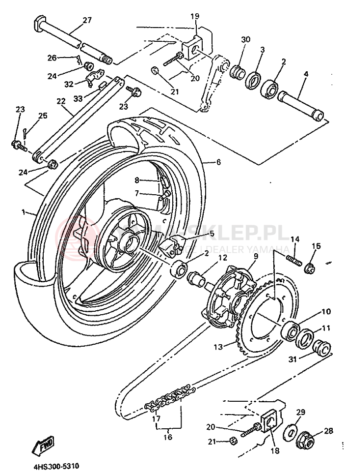 Schemat "Koło tył" do Yamaha YZF750SP