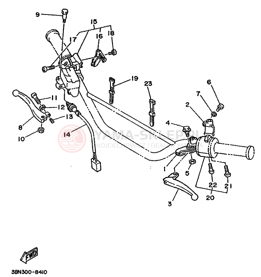 Schemat "Kierownica i osprzęt" do Yamaha DT125R