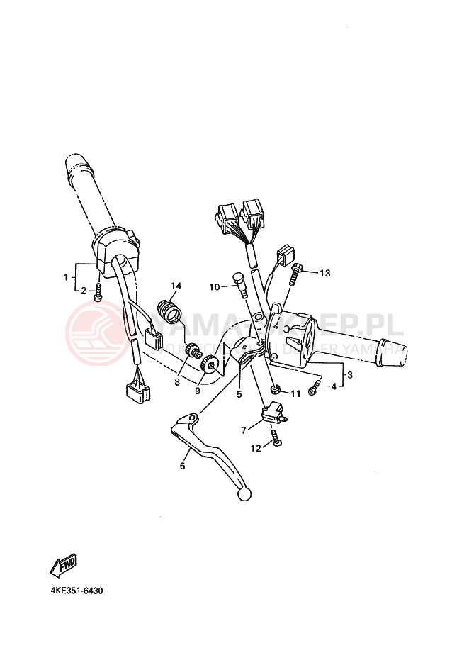 Schemat "Kierownica i osprzęt" do Yamaha XJ600N
