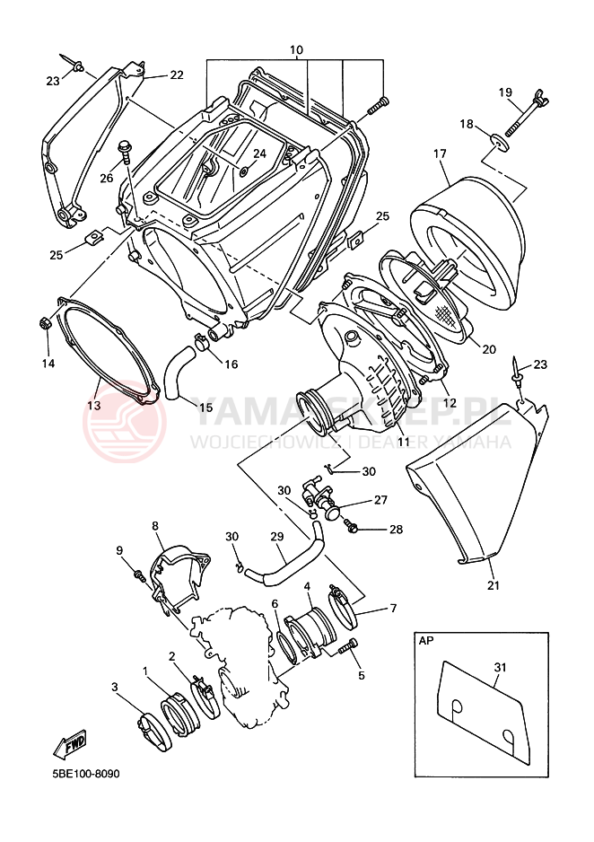 Schemat "Wtrysk paliwa" do Yamaha YZ400F