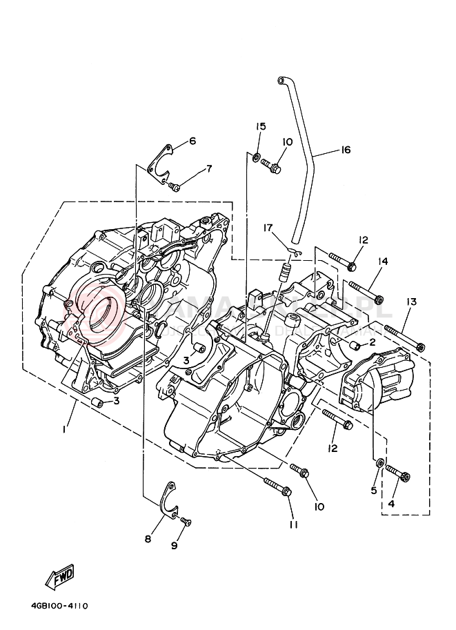 Schemat "Obudowa silnika" do Yamaha BIG BEAR 350