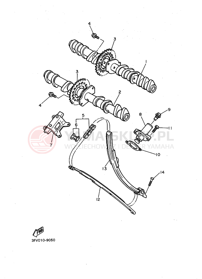 Schemat "Wałek rozrządu" do Yamaha FZR750R