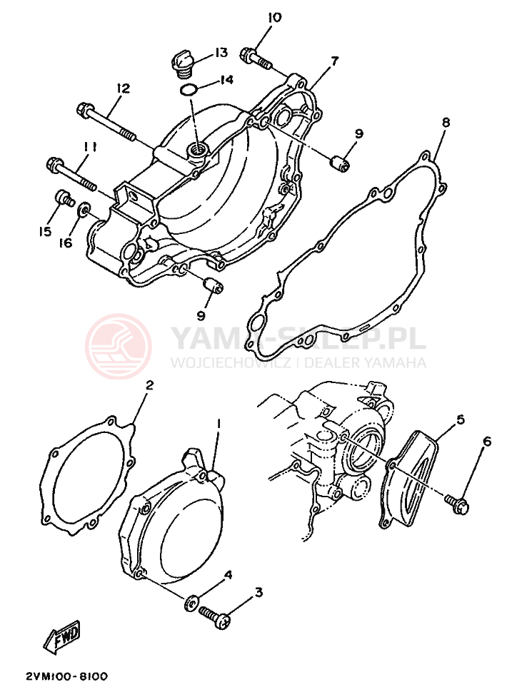 Schemat "Pokrywa silnika" do Yamaha YZ250