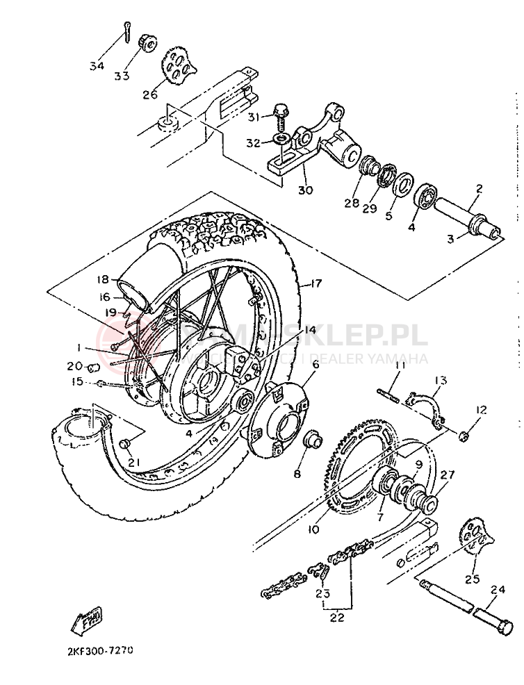 Schemat "Koło tył" do Yamaha XT500T