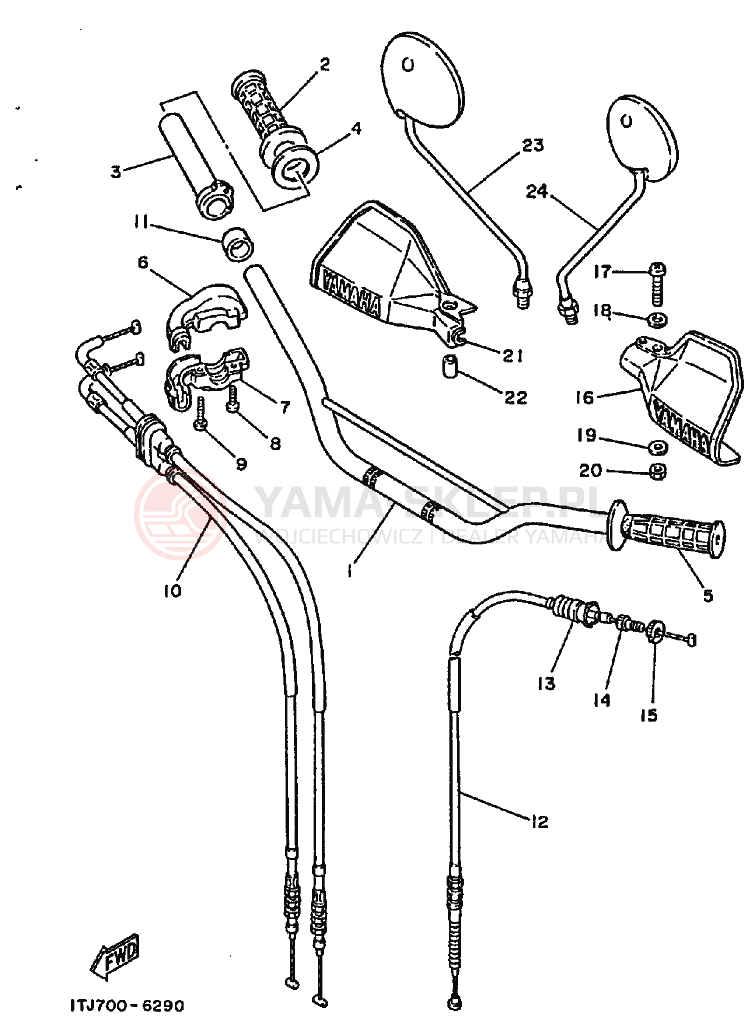 Schemat "Kierownica i osprzęt" do Yamaha TT350