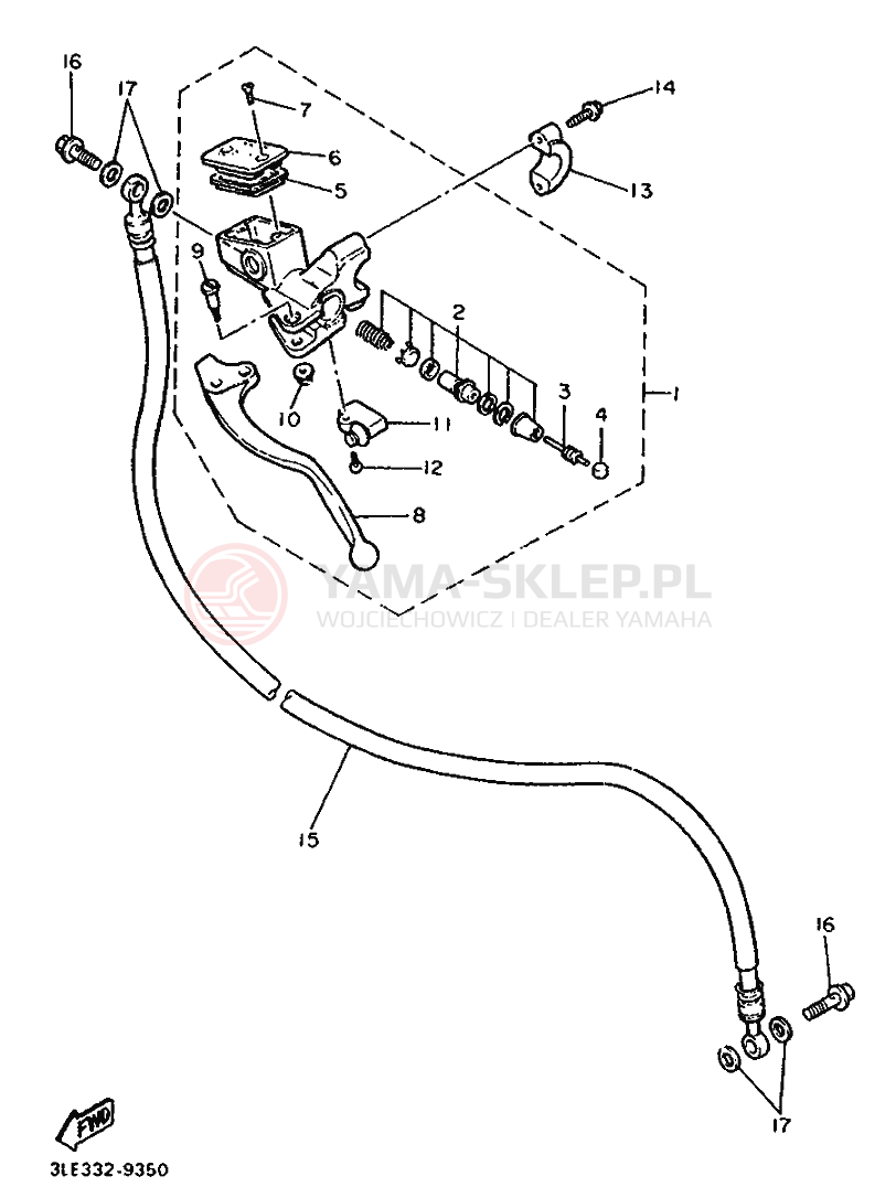 Schemat "Pompa hamulcowa przednia" do Yamaha FZR1000