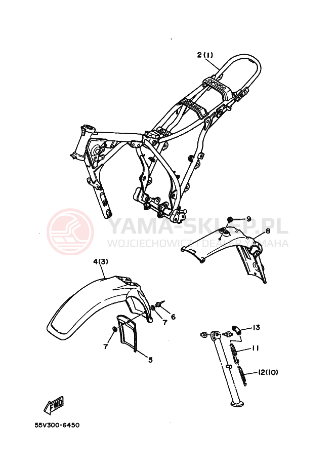 Schemat "Zawieszenie przód" do Yamaha XT350