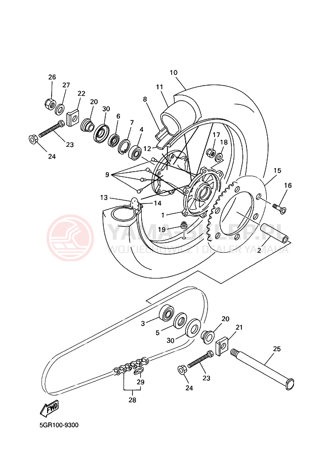 Schemat "Koło tył" do Yamaha YZ426F