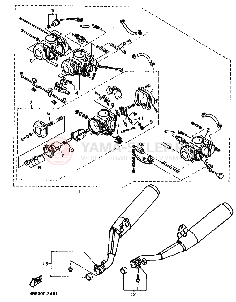 Schemat "Cięgno do odpalania" do Yamaha XJ600S DIVERSION