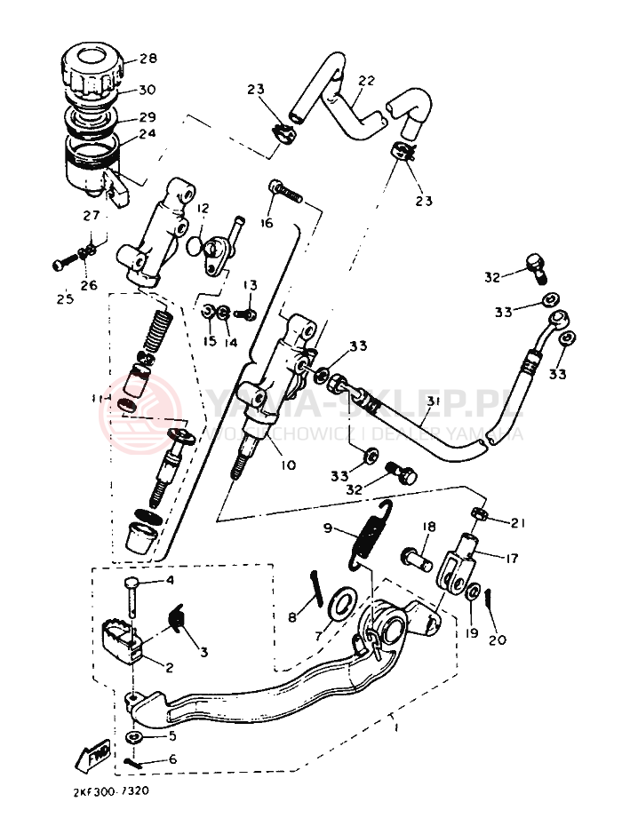 Schemat "Pompa hamulcowa tył" do Yamaha XT600