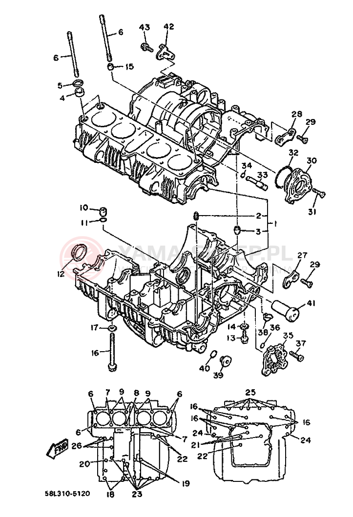 Schemat "Pokrywa silnika" do Yamaha XJ900F