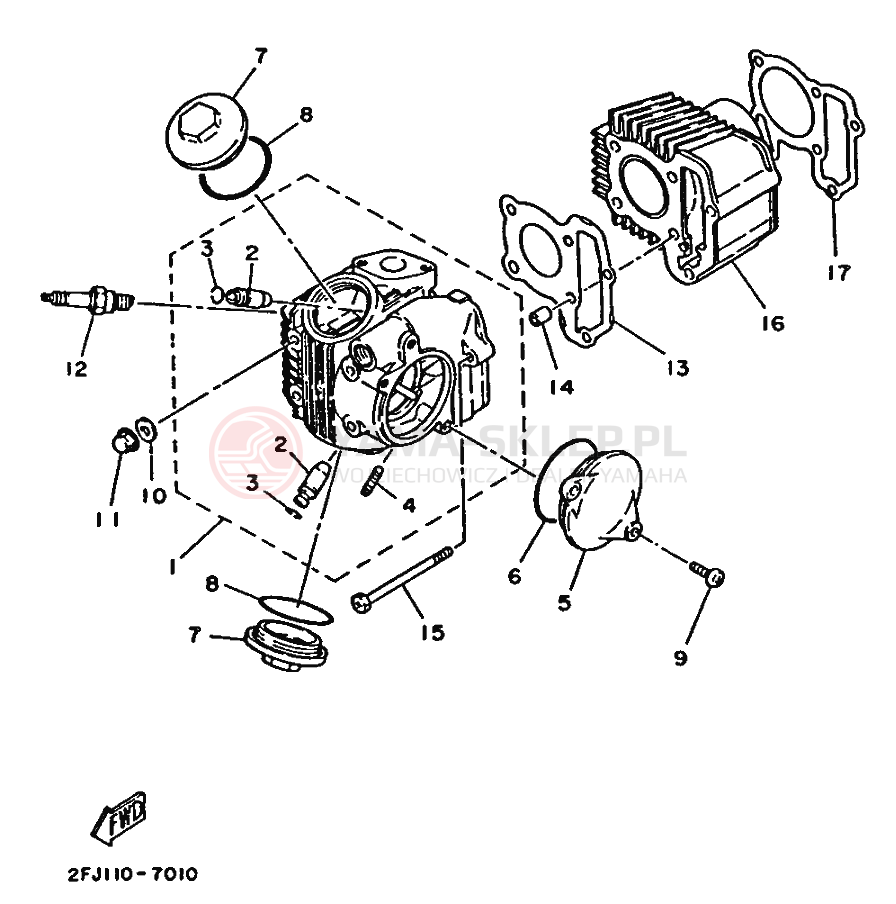 Schemat "cylinder" do Yamaha YFM80T