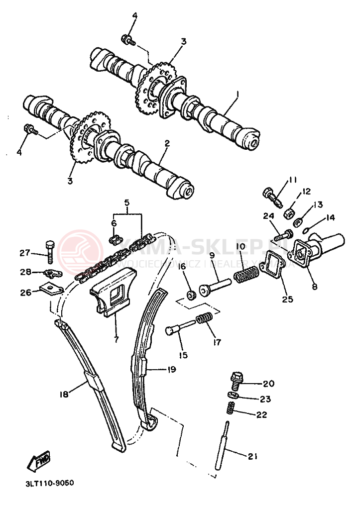 Schemat "Rozrząd - łańcuszek" do Yamaha XJ600
